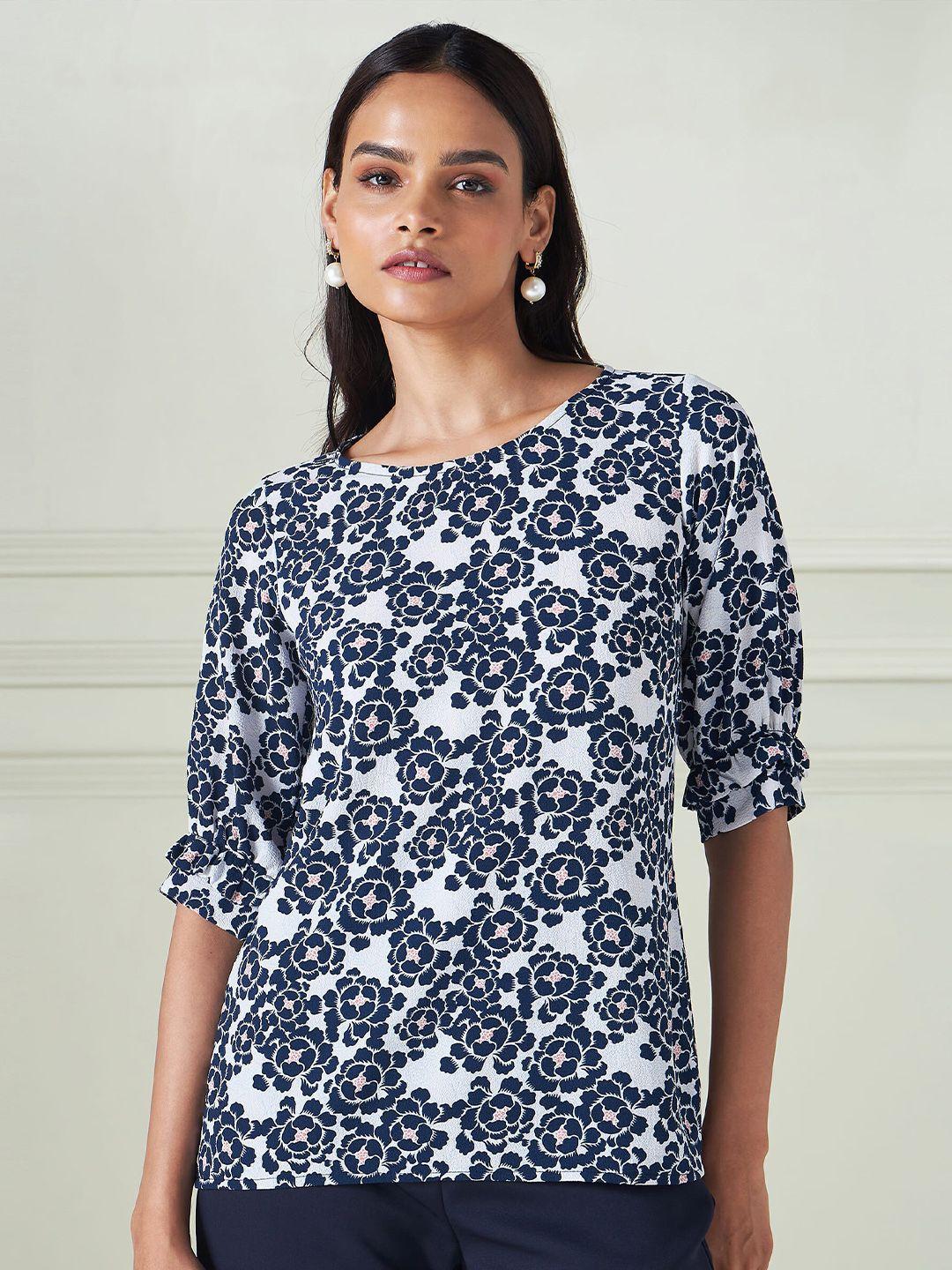 salt attire floral print roll-up sleeves shirt style top