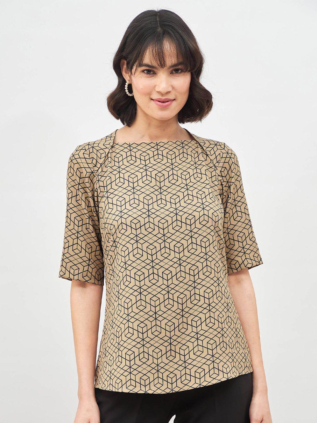 salt attire geometric printed square neck top