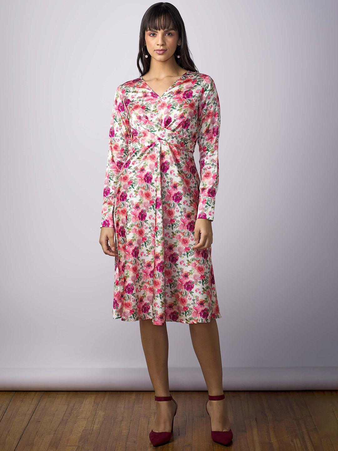 salt attire multicoloured floral print fit & flare dress