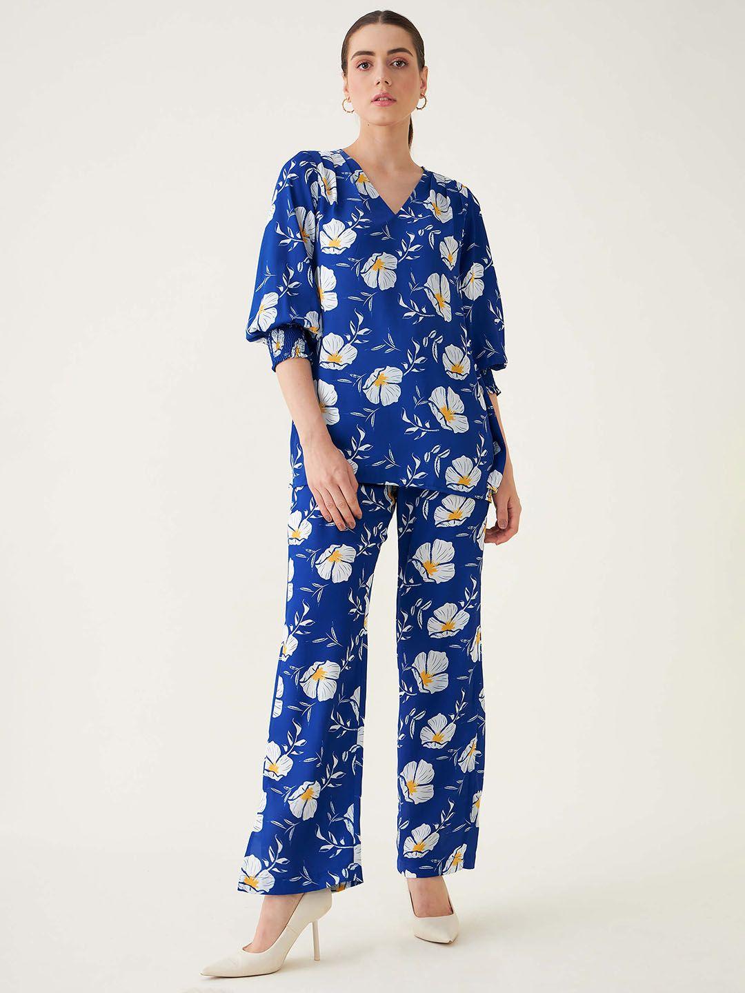 salt attire printed v-neck tunic with trousers co-ords