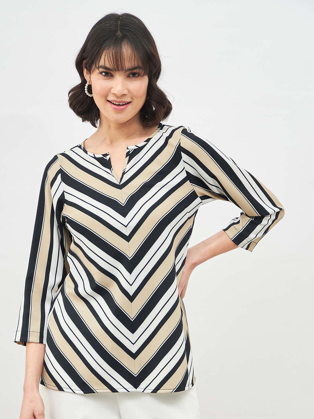 salt attire striped notched neck regular top