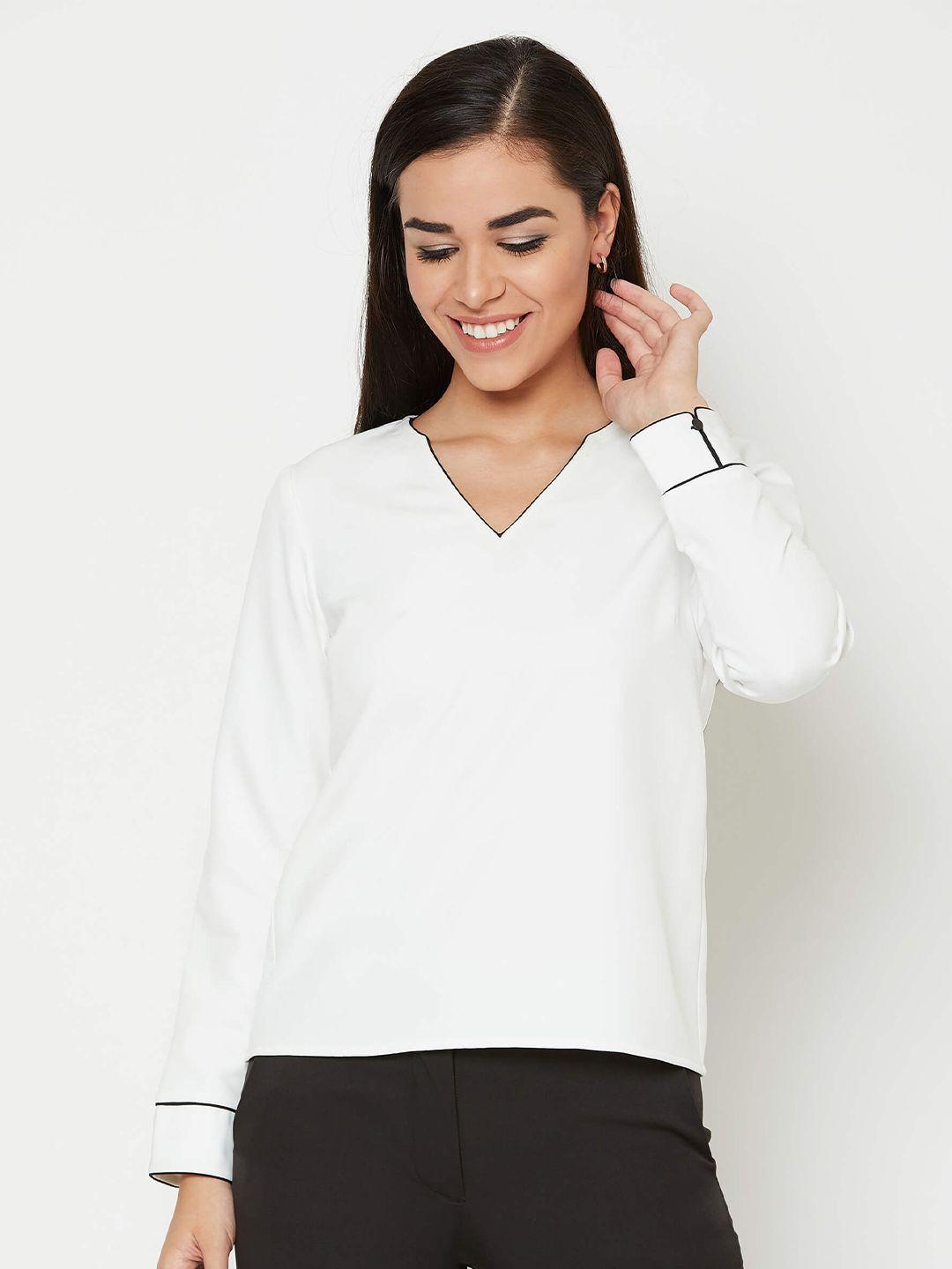 salt attire v-neck cuffed sleeves shirt style top