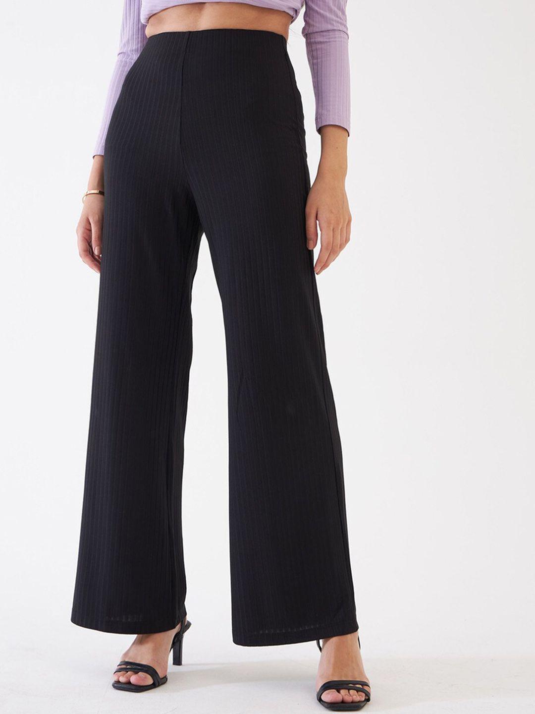 salt attire women high-rise ribbed parallel trousers
