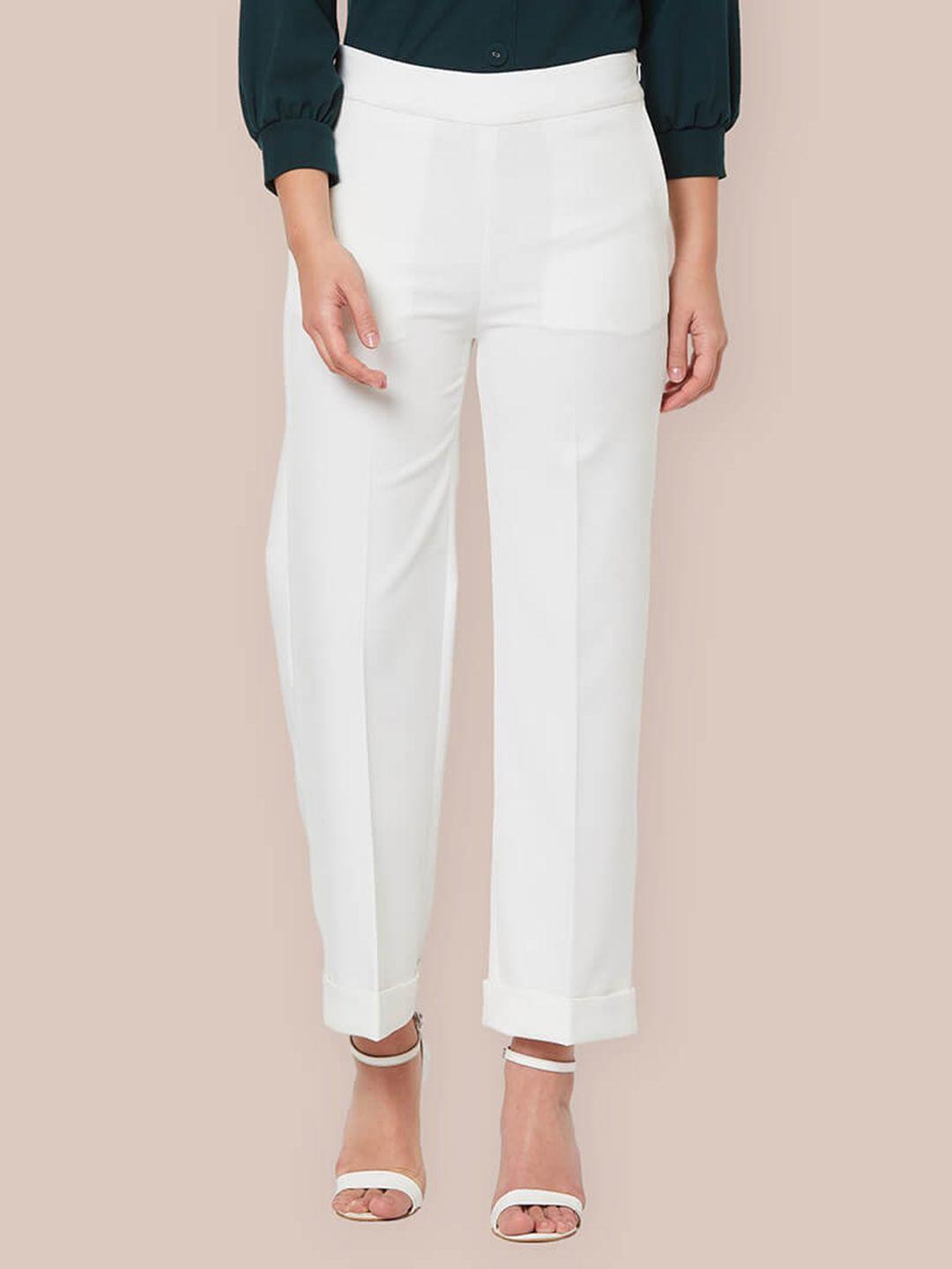 salt attire women high-rise wrinkle free parallel trousers