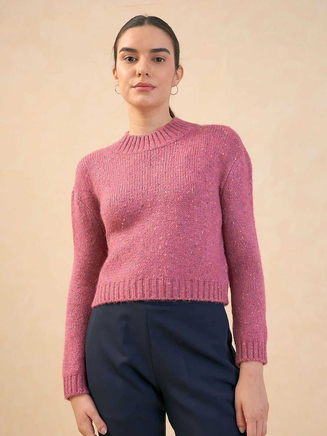 salt attire women pink crop sweater vest
