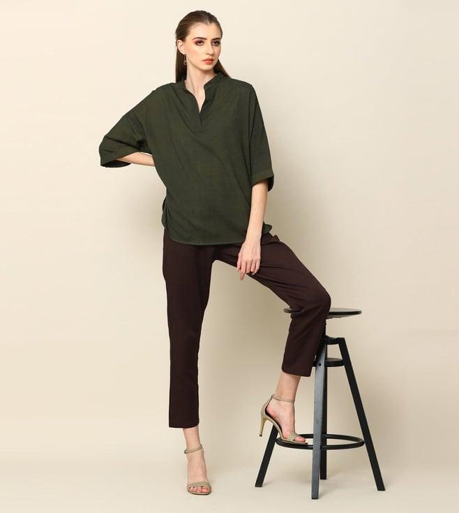 saltpetre olive green & brown summer essentials cliff & coast top with pant