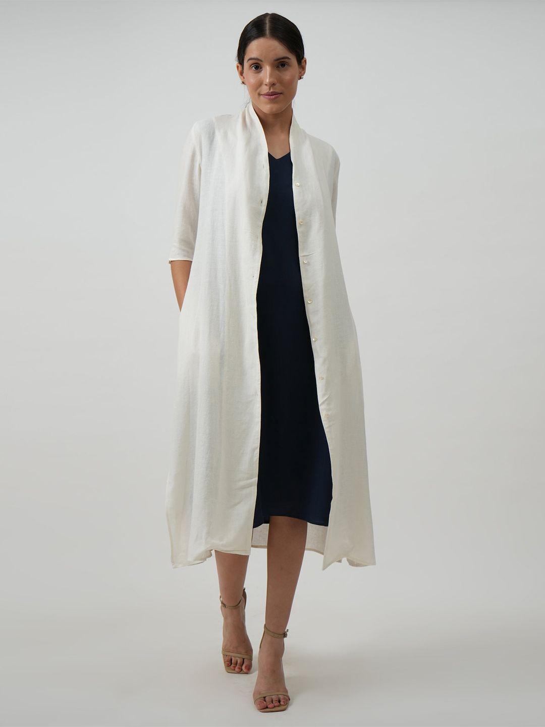 saltpetre round neck organic cotton a-line dress with long shirt