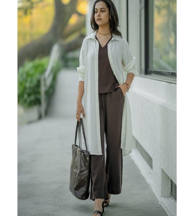 saltpetre white & brown florence tunic with top and pant