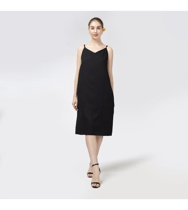 saltpetre classic black slip dress in tencel