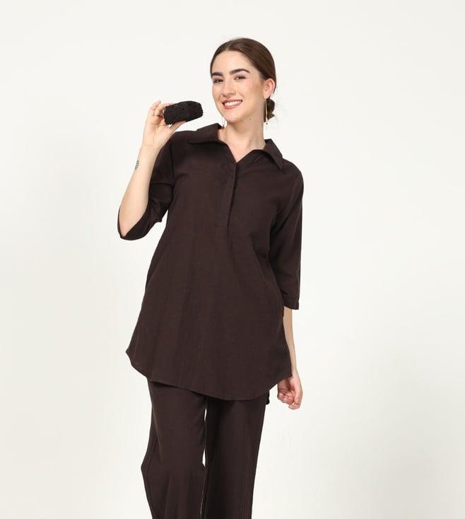 saltpetre classic coffee brown tunic in organic cotton