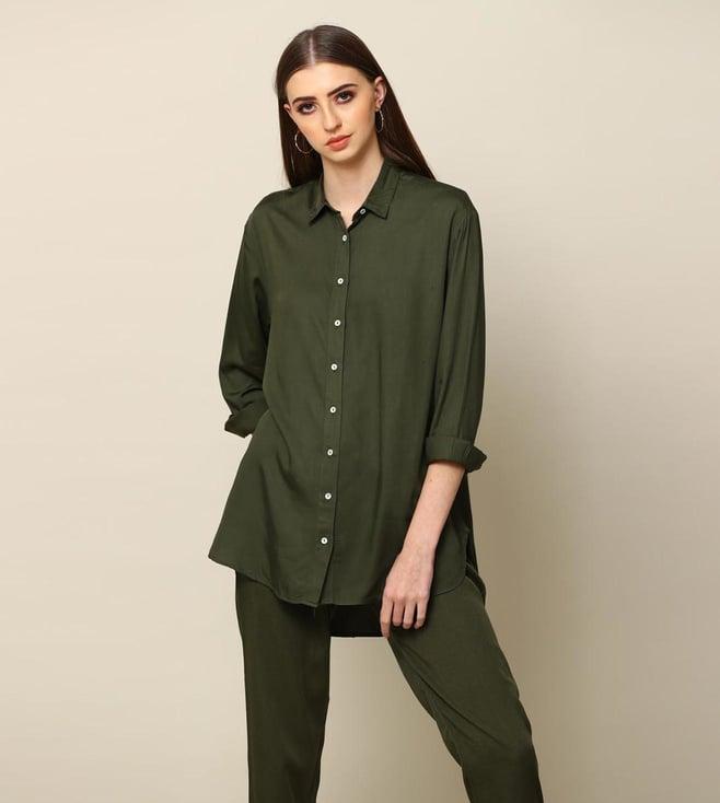 saltpetre classic linen olive shirt