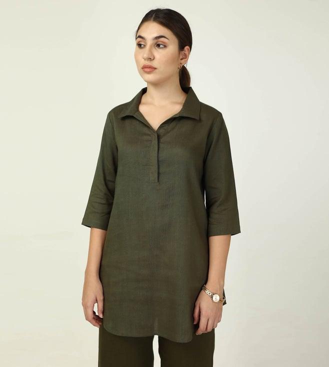 saltpetre classic linen olive tunic