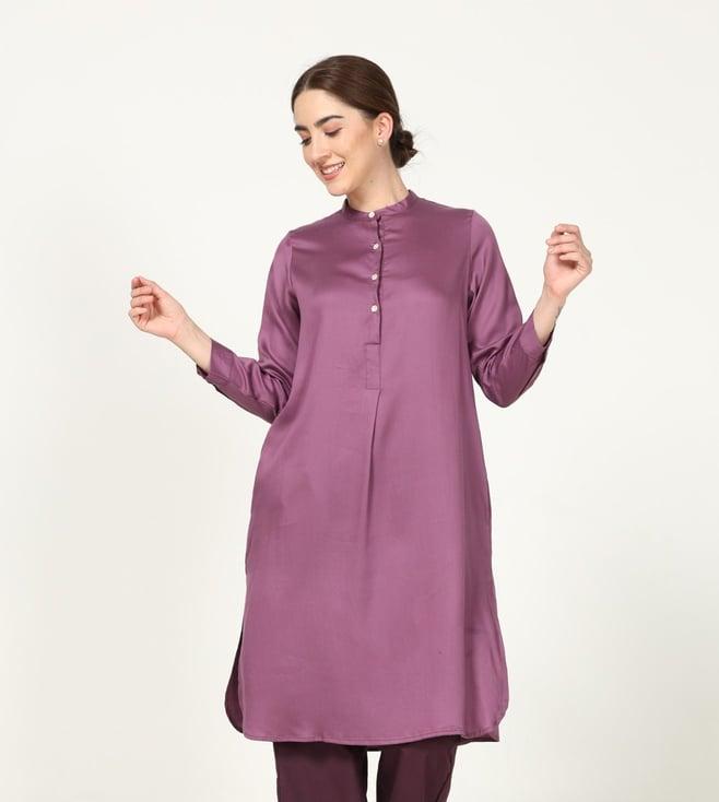 saltpetre classic purple tunic in tencel