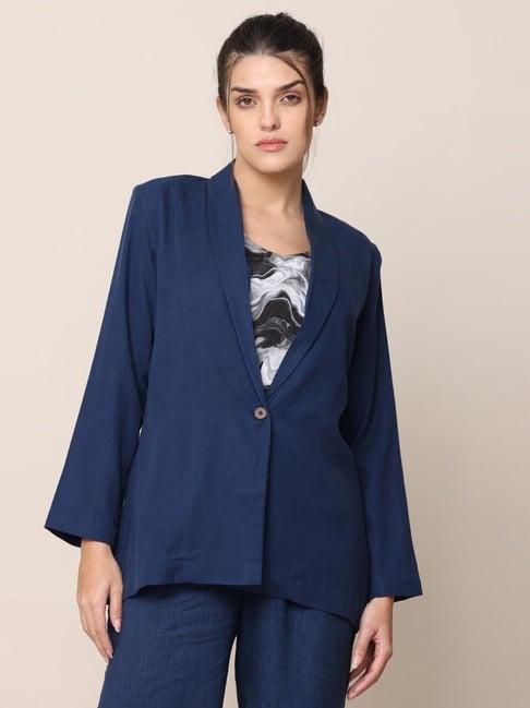 saltpetre classic tencel all season navy blue blazer