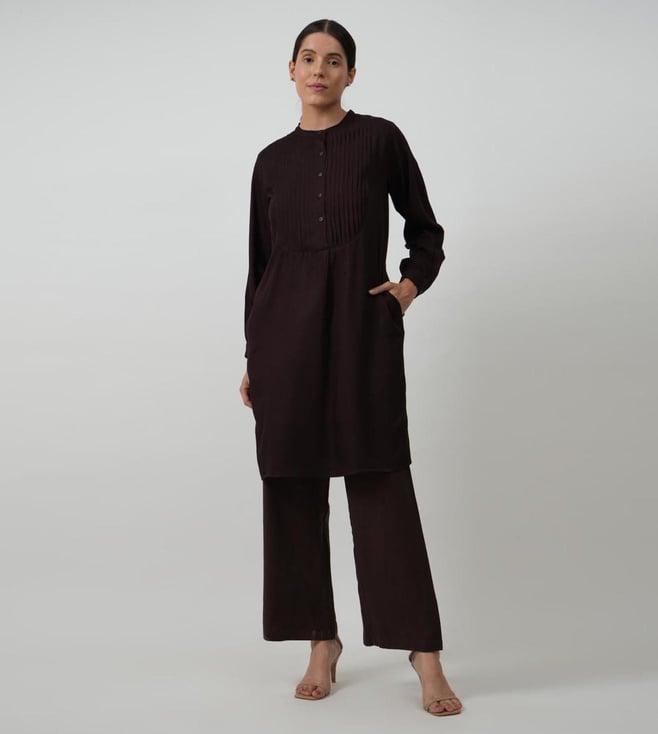 saltpetre coffee brown summer essentials esther tunic with pant