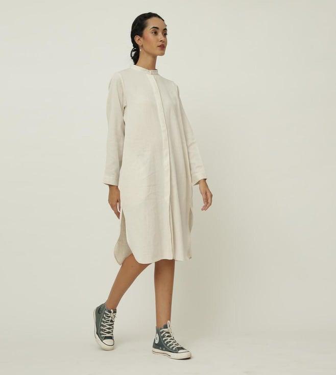 saltpetre elegant linen cream long shirt