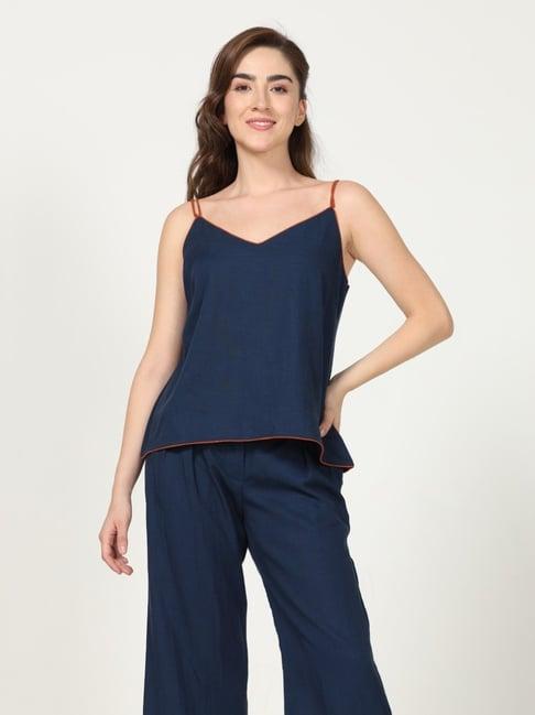 saltpetre elegant navy co-ord set in tencel