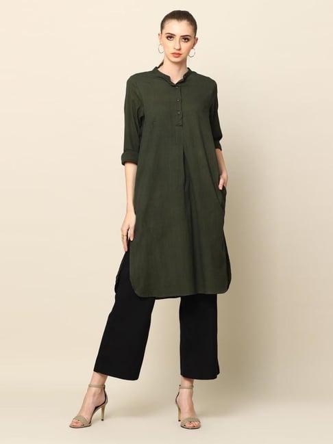 saltpetre elegant tencel olive tunic