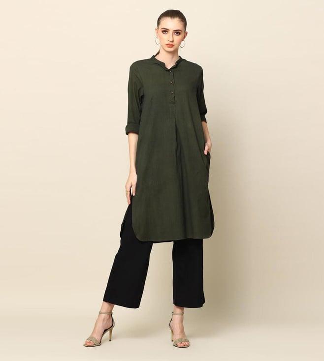 saltpetre elegant tencel olive tunic