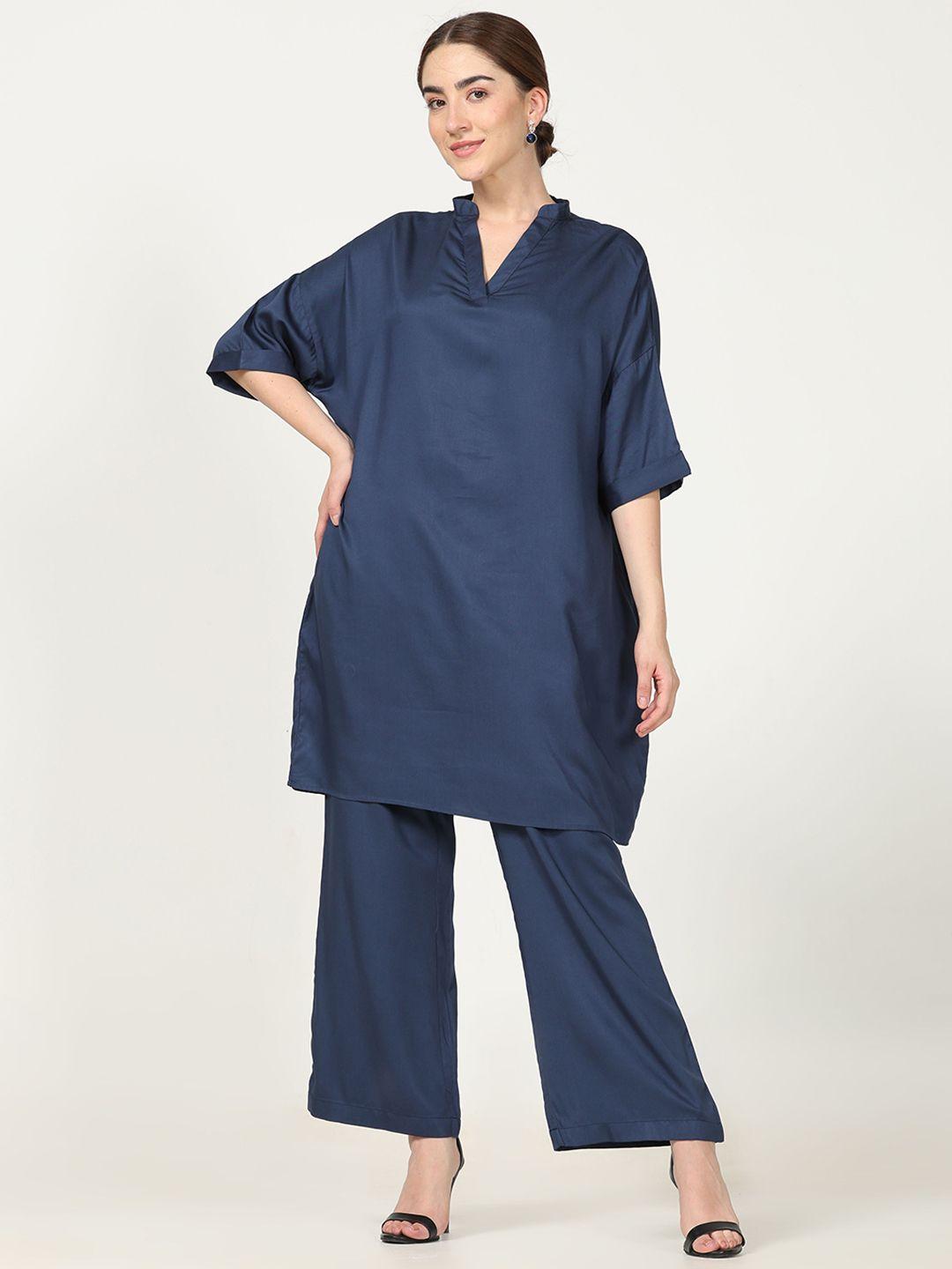 saltpetre modal mandarin collar oversized tunic with trouser