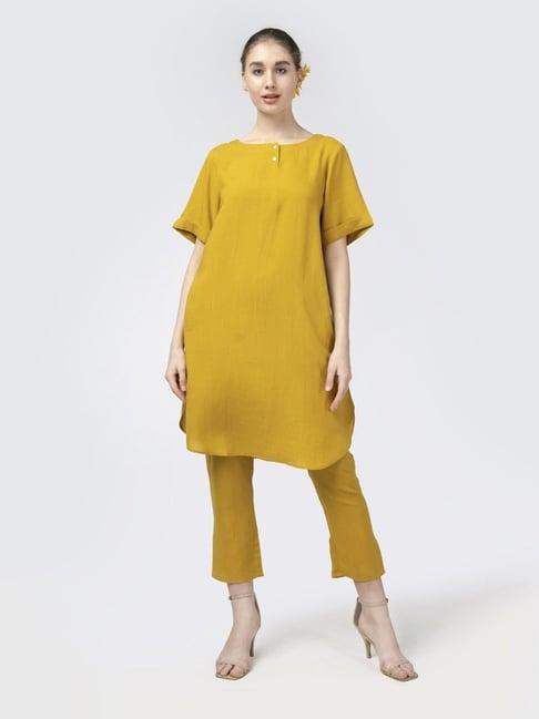 saltpetre mustard summer essentials classic tunic in tencel