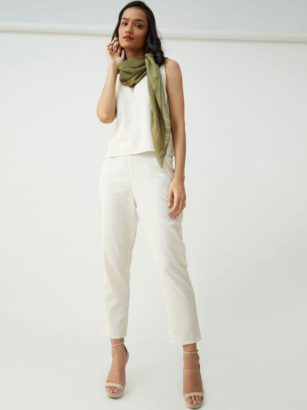 saltpetre organic cotton v-neck top with trousers co-ords