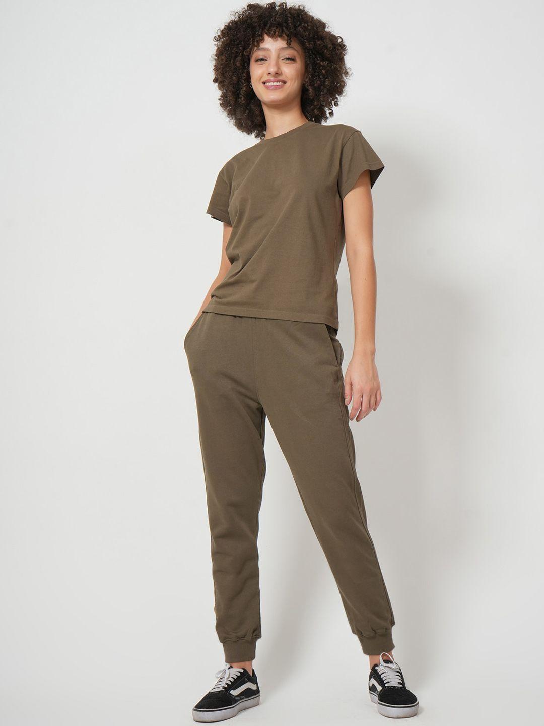 saltpetre round neck pure organic cotton t-shirt & ribbed jogger