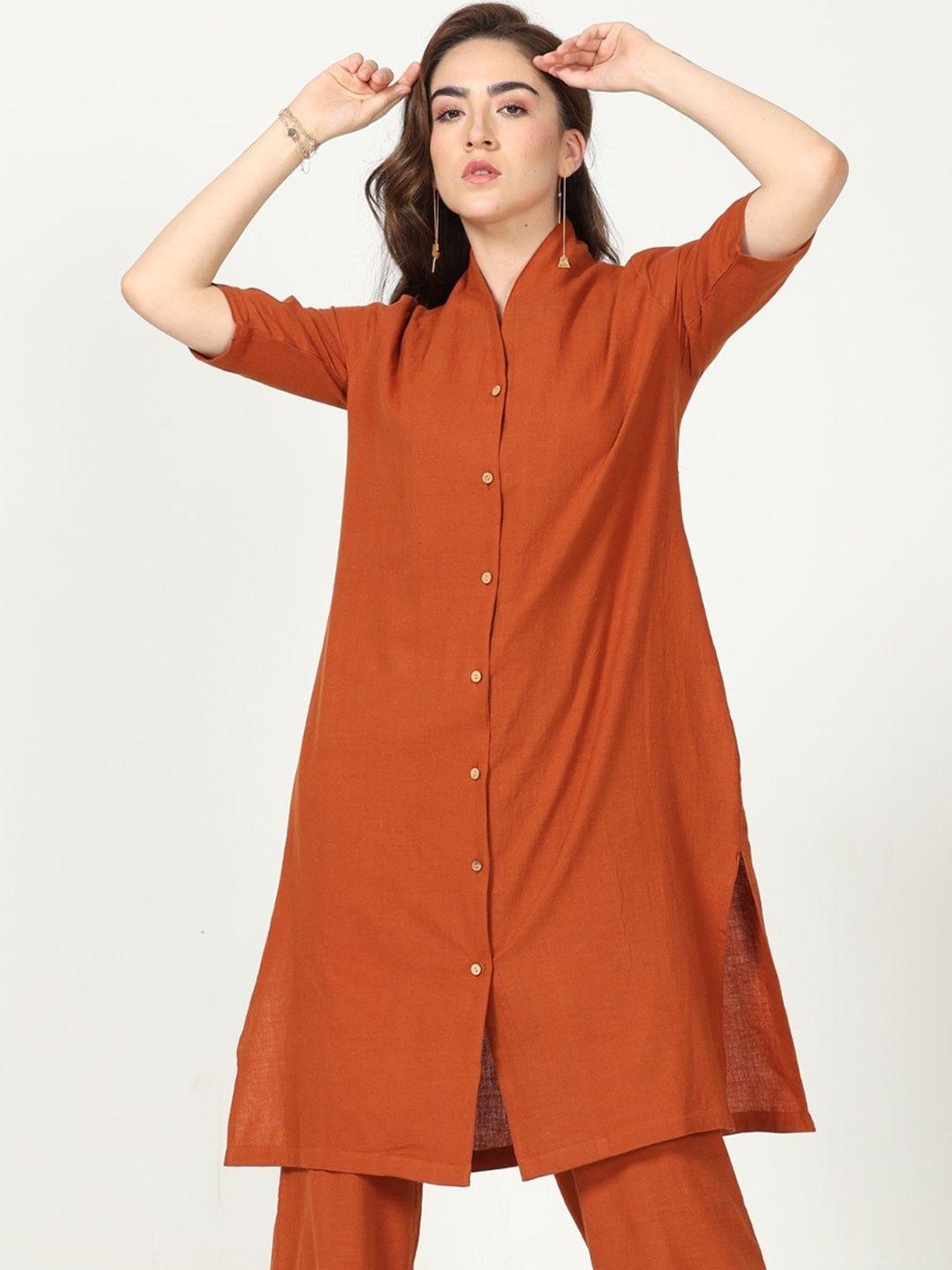 saltpetre shawl collar pure cotton a-line kurta with trouser