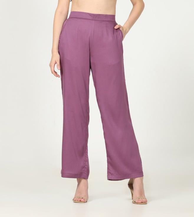 saltpetre timeless purple trouser in tencel