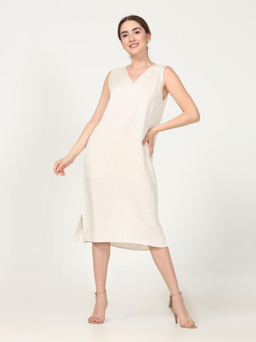 saltpetre v-neck cotton midi dress