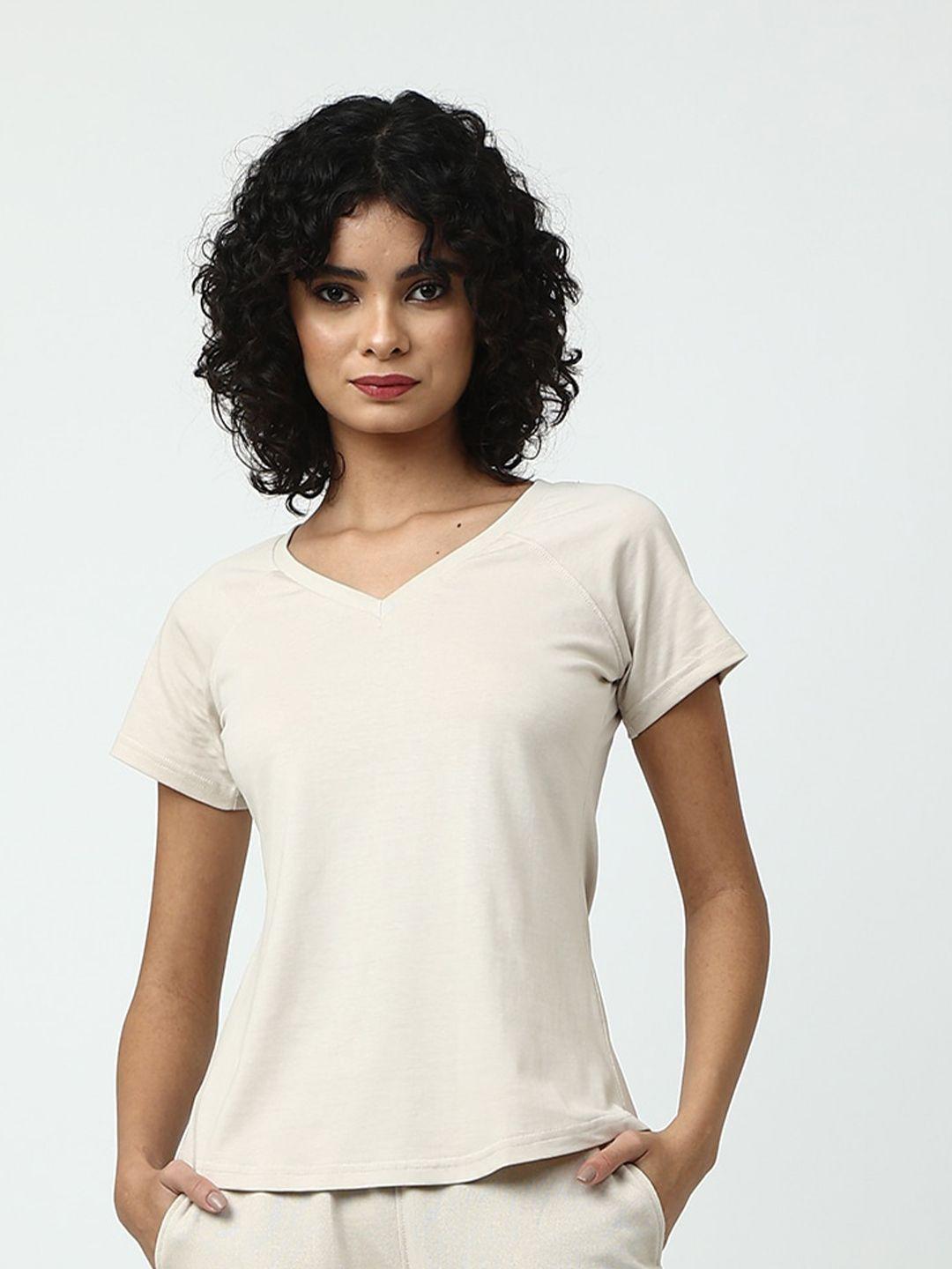 saltpetre v-neck raglan sleeves organic cotton t-shirt