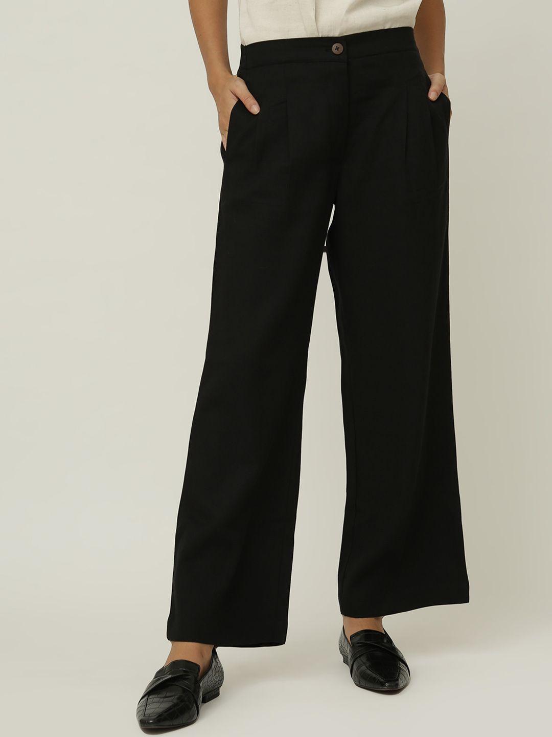 saltpetre women classic straight fit cotton tencel parallel trouser