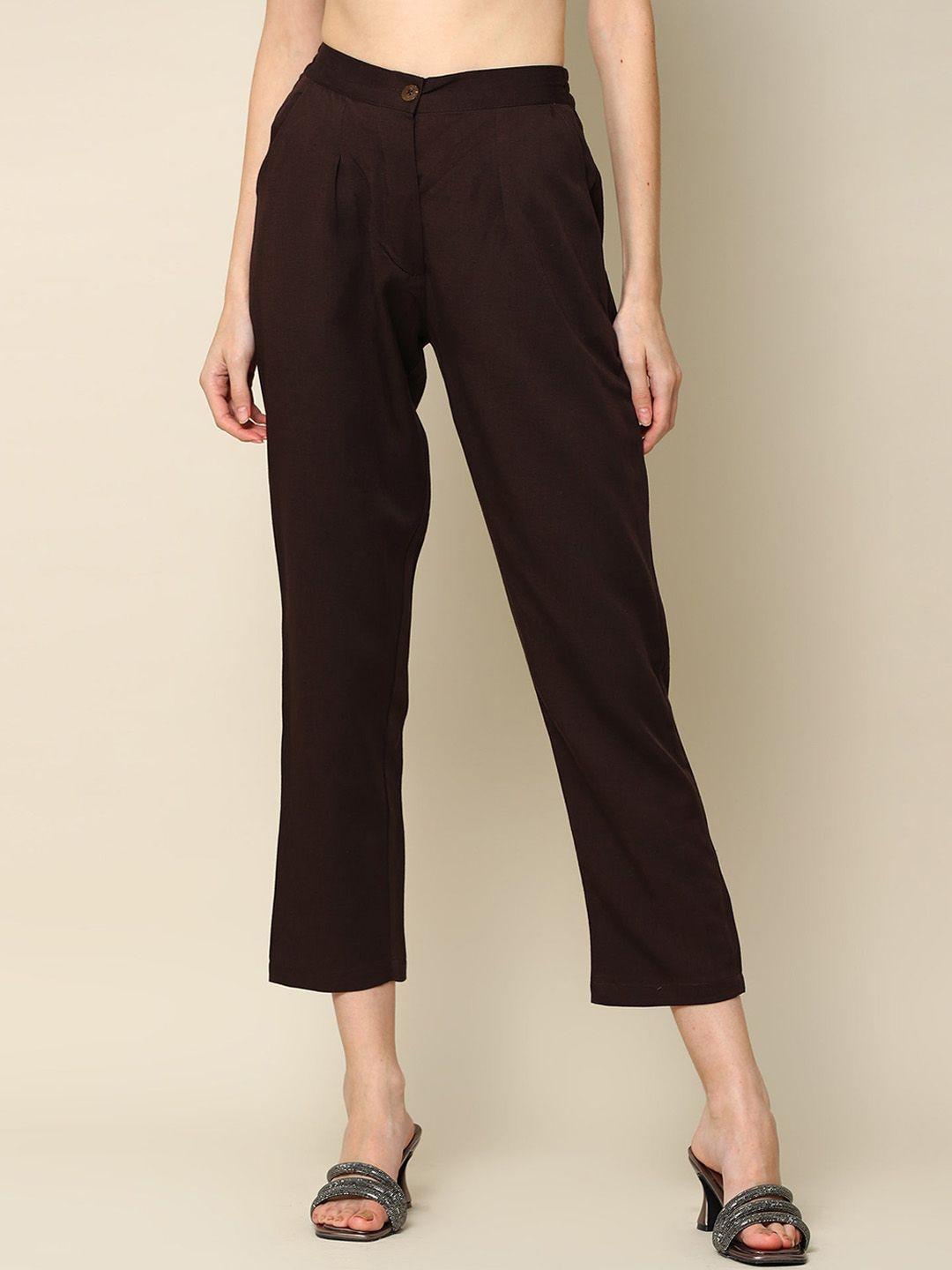 saltpetre women classic tapered fit pleated cropped trousers