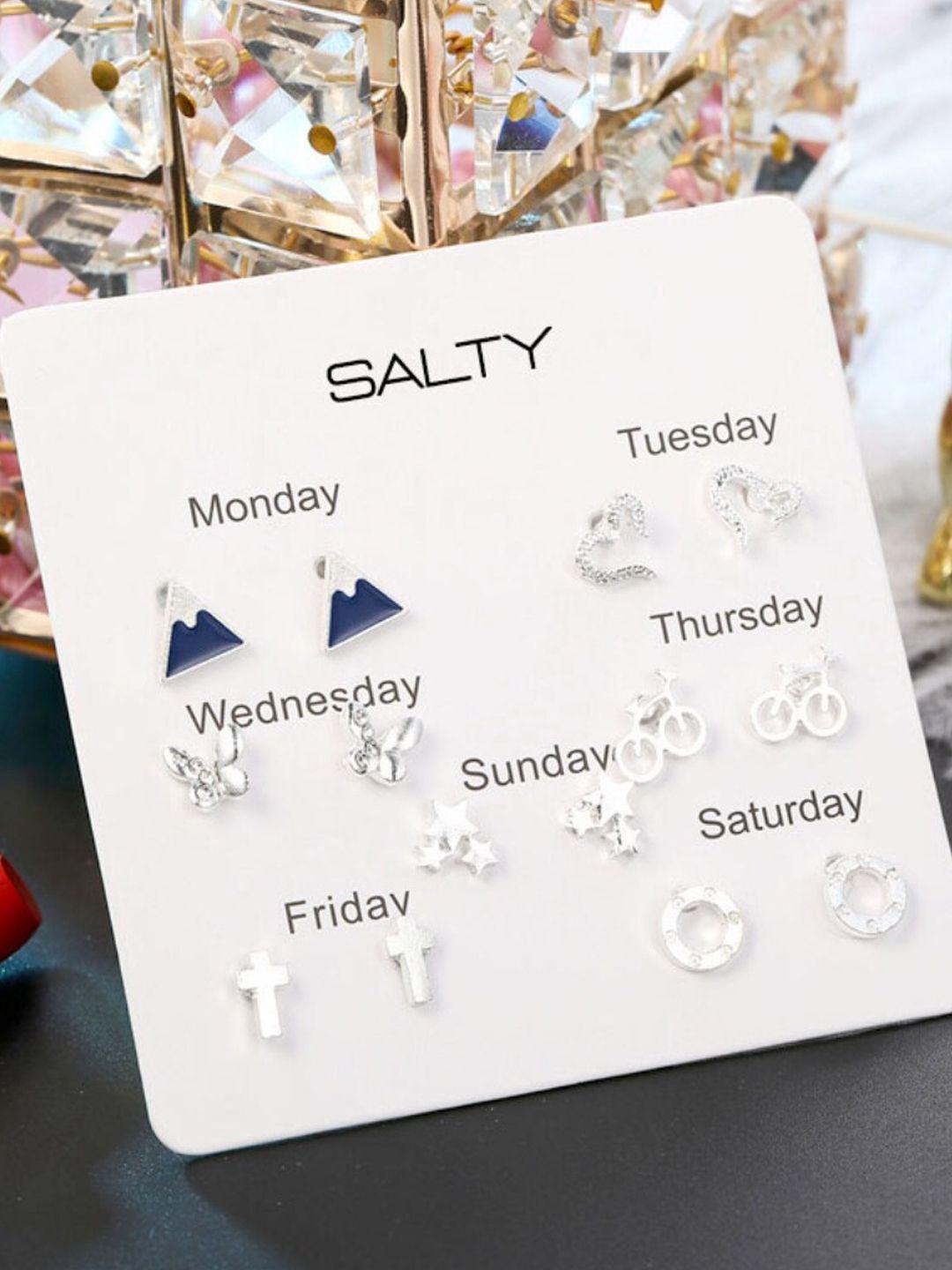 salty pack of 7 contemporary studs earrings