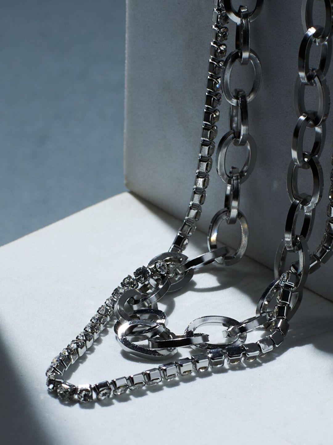 salty stainless steel chain layered chain