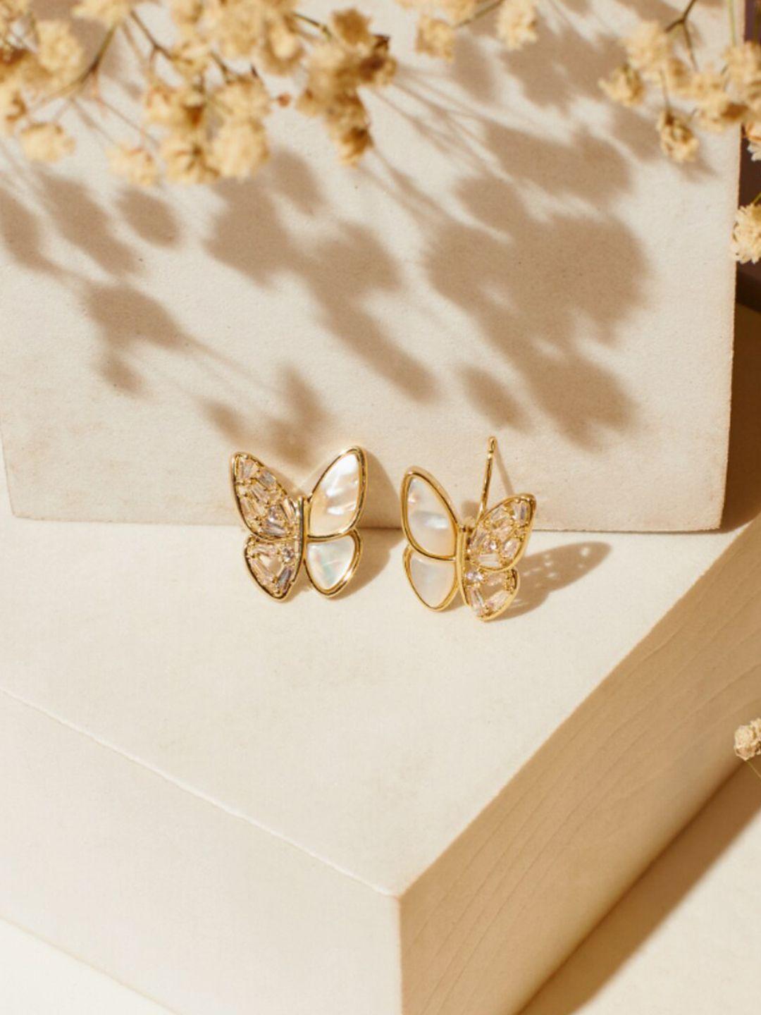 salty stone-studded butterfly shaped studs earrings