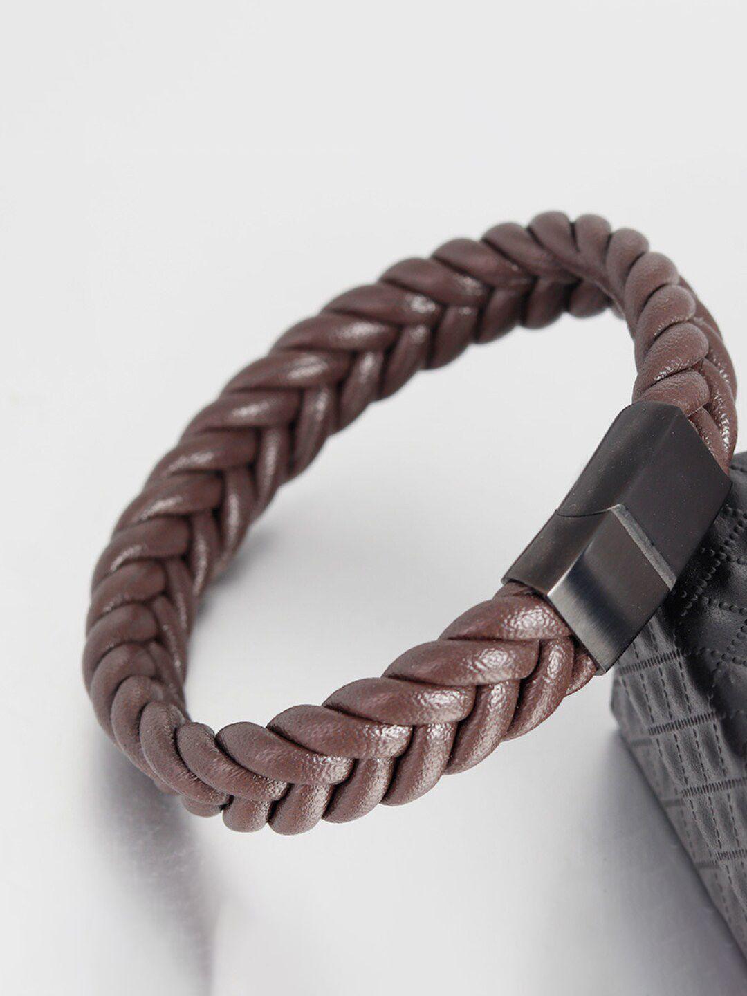 salty men braided leather wraparound bracelet