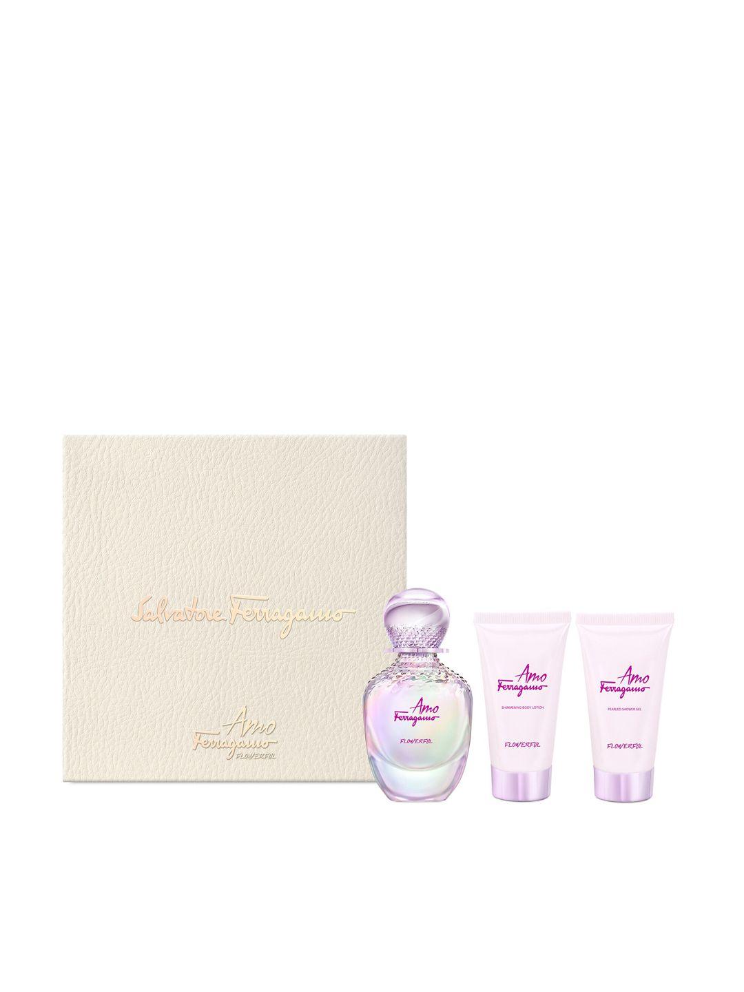 salvatore ferragamo amo flowerful set - edt 50ml + shower gel 50ml + body lotion 50ml