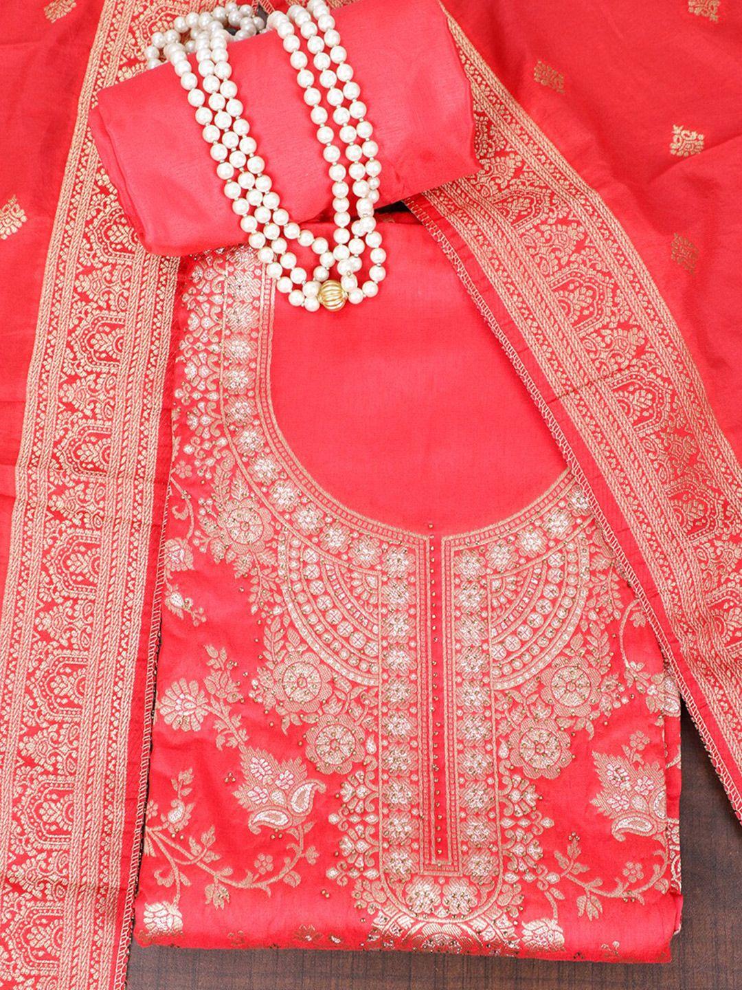 salwar studio ethnic motifs woven design beads & stones unstitched dress material