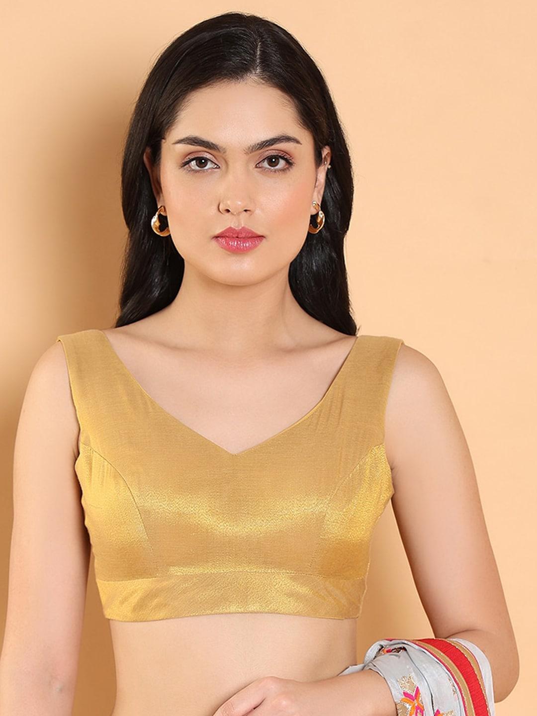 salwar studio sleeveless readymade tissue saree blouse