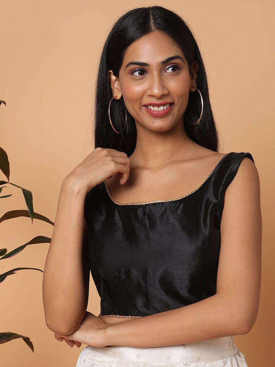 salwar studio women black gotta patti sleeveless saree blouse