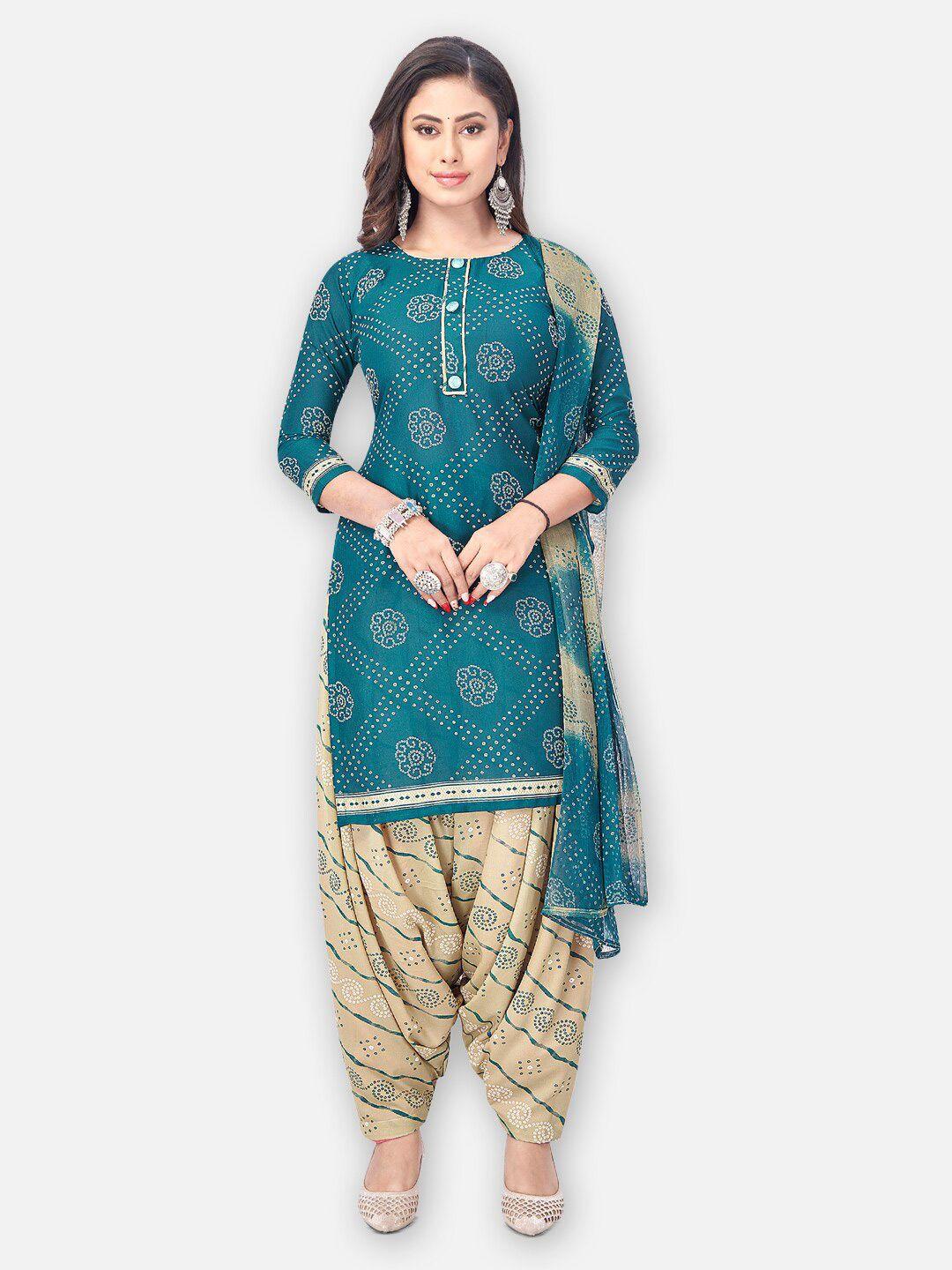 salwar studio bandhani printed silk crepe unstitched dress material