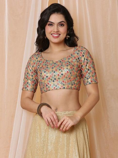 salwar studio beige embellished blouse