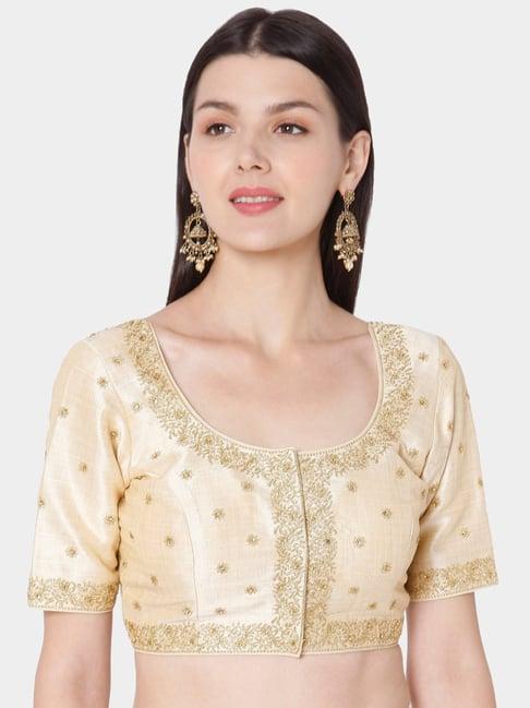 salwar studio beige embroidered blouse