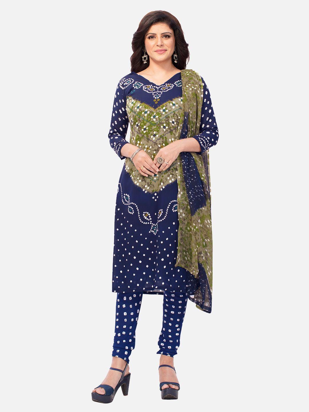 salwar studio blue & beige printed unstitched dress material