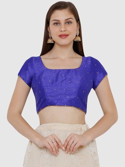 salwar studio blue embellished readymade blouse