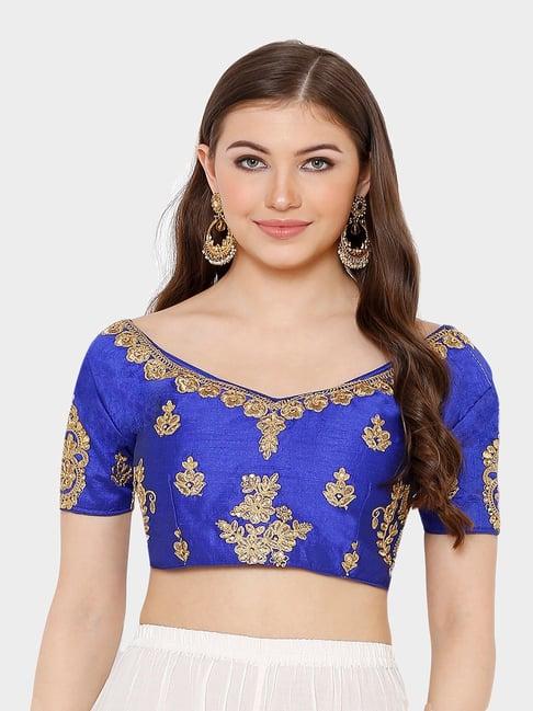 salwar studio blue embroidered blouse