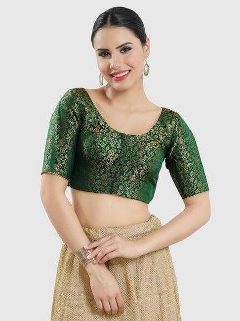 salwar studio bottle green embellished blouse