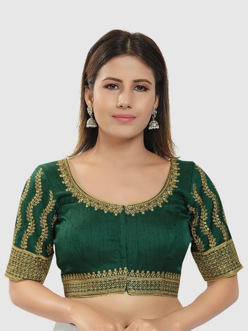 salwar studio bottle green embroidered readymade blouse