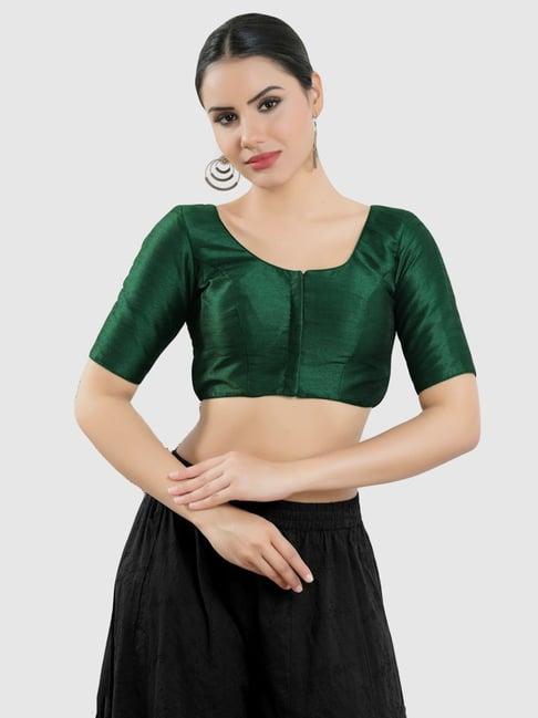 salwar studio bottle green plain blouse